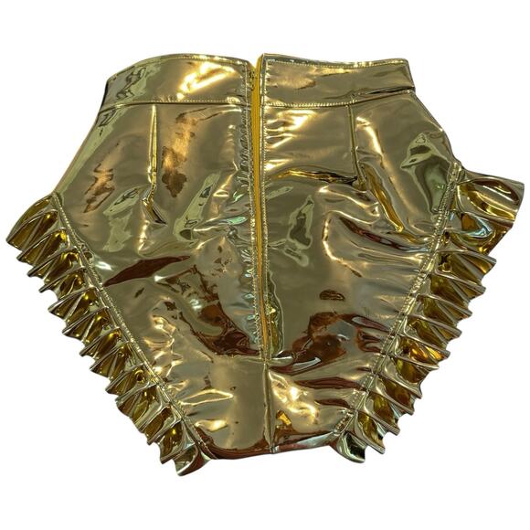 Char Workroom Metallic Gold Ruffle High Rise Cheeky Shorts Size XS - Picture 2 of 11